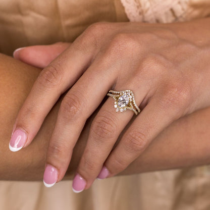 1 CT Oval Halo & Pave With Vintage Style Lab Grown Diamond Engagement Ring