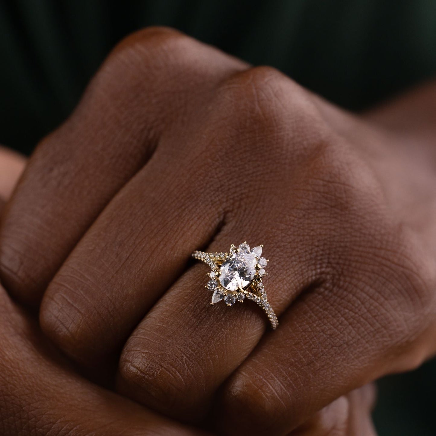 1 CT Oval Halo & Pave With Vintage Style Lab Grown Diamond Engagement Ring
