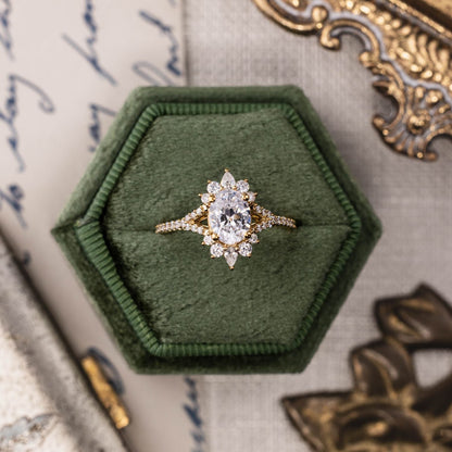 1 CT Oval Halo & Pave With Vintage Style Lab Grown Diamond Engagement Ring