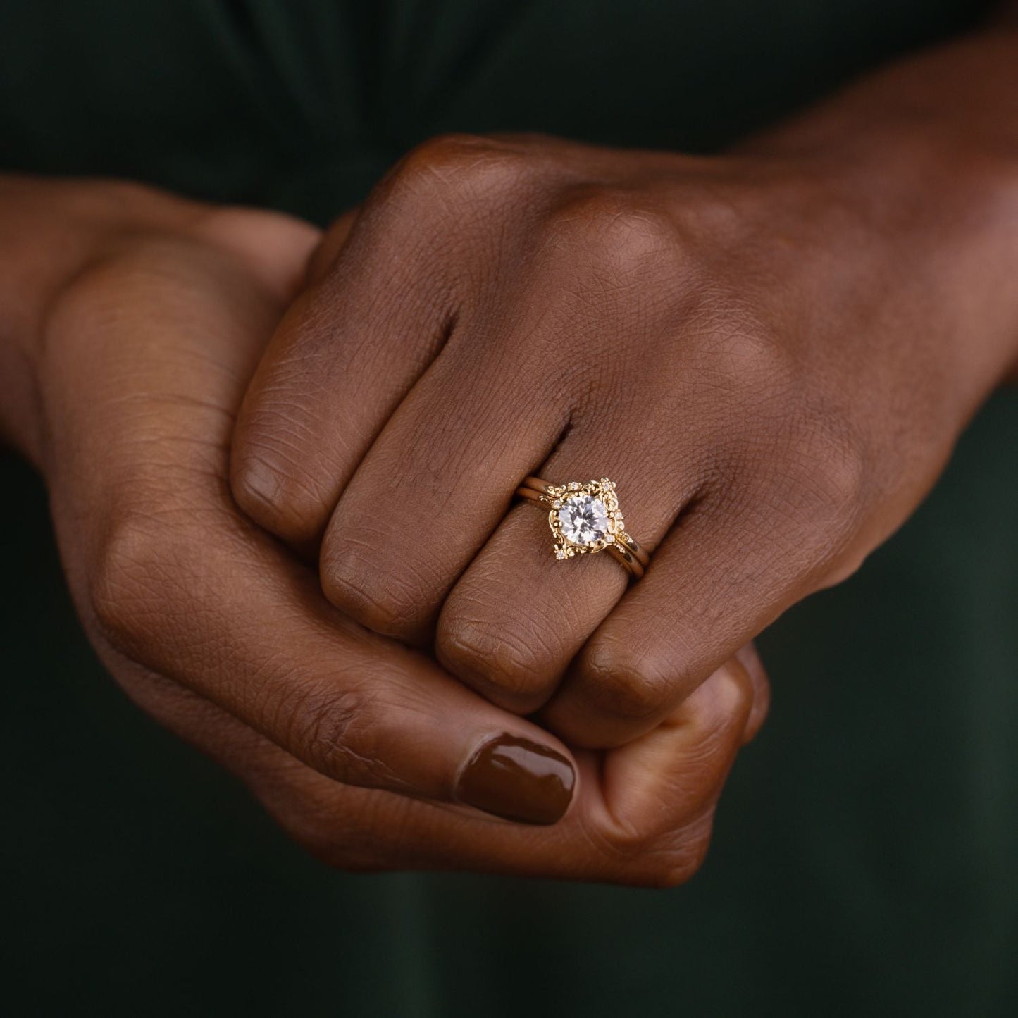 Marquise Shaped Three Stone Lab Grown Diamond Engagement Ring