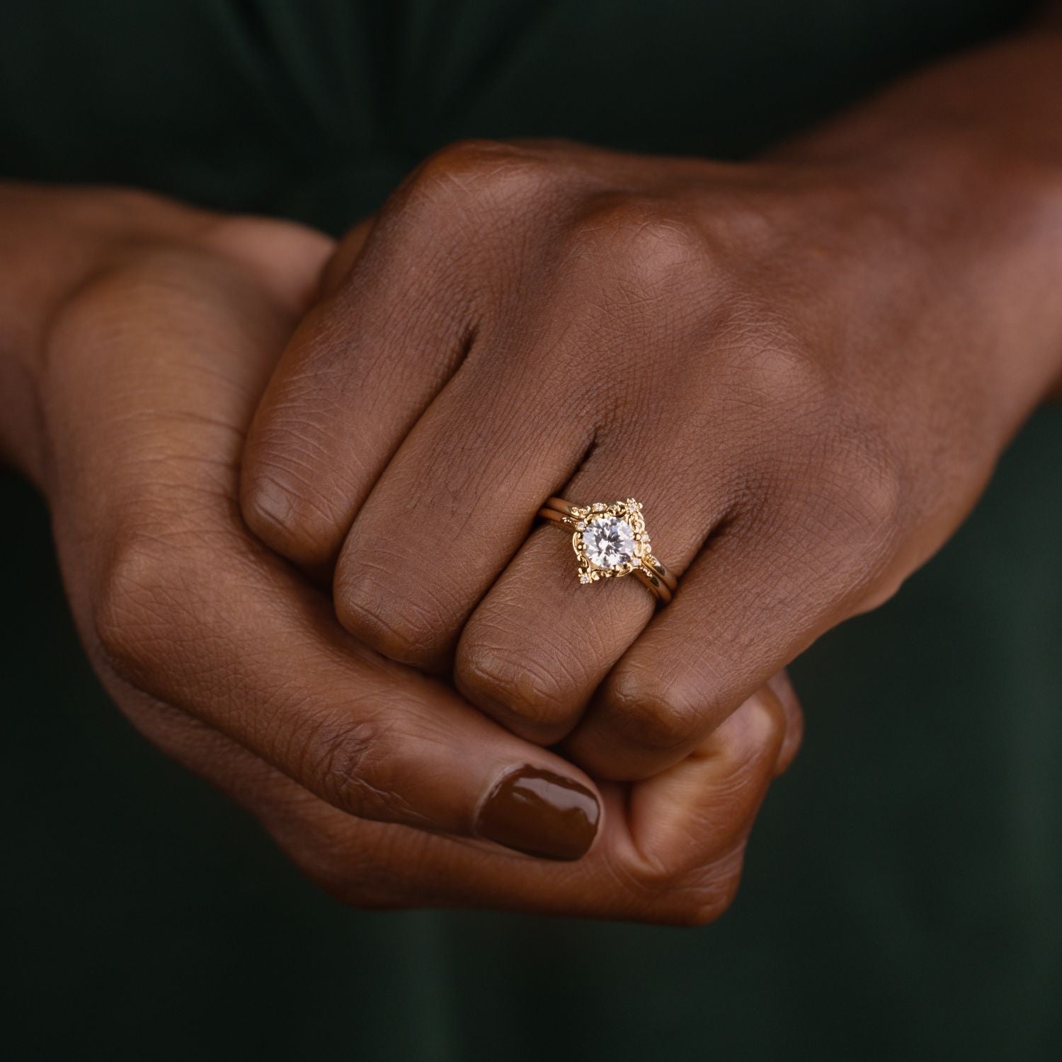 Marquise Shaped Three Stone Lab Grown Diamond Engagement Ring