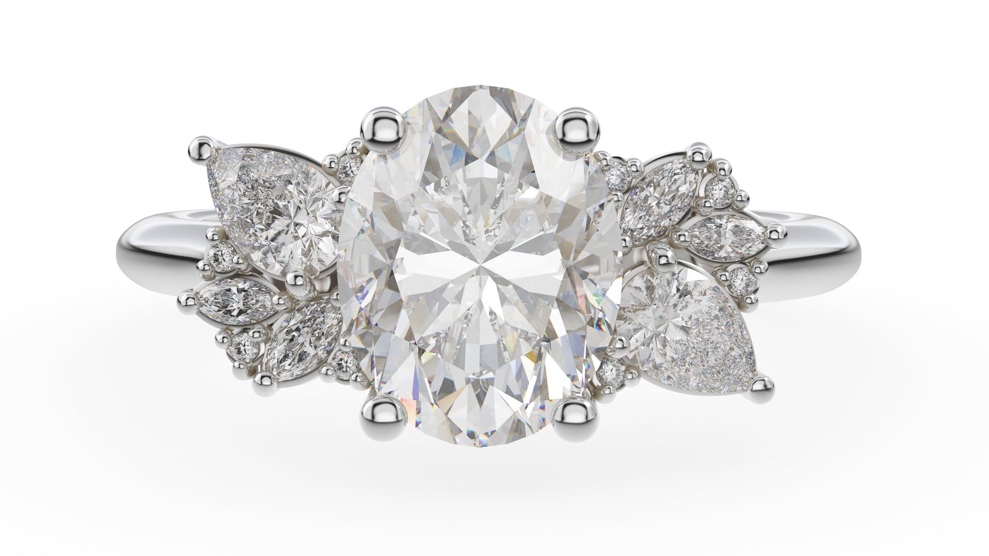 Marquise Shaped Three Stone Lab Grown Diamond Engagement Ring