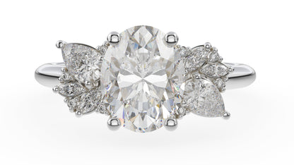 Marquise Shaped Three Stone Lab Grown Diamond Engagement Ring