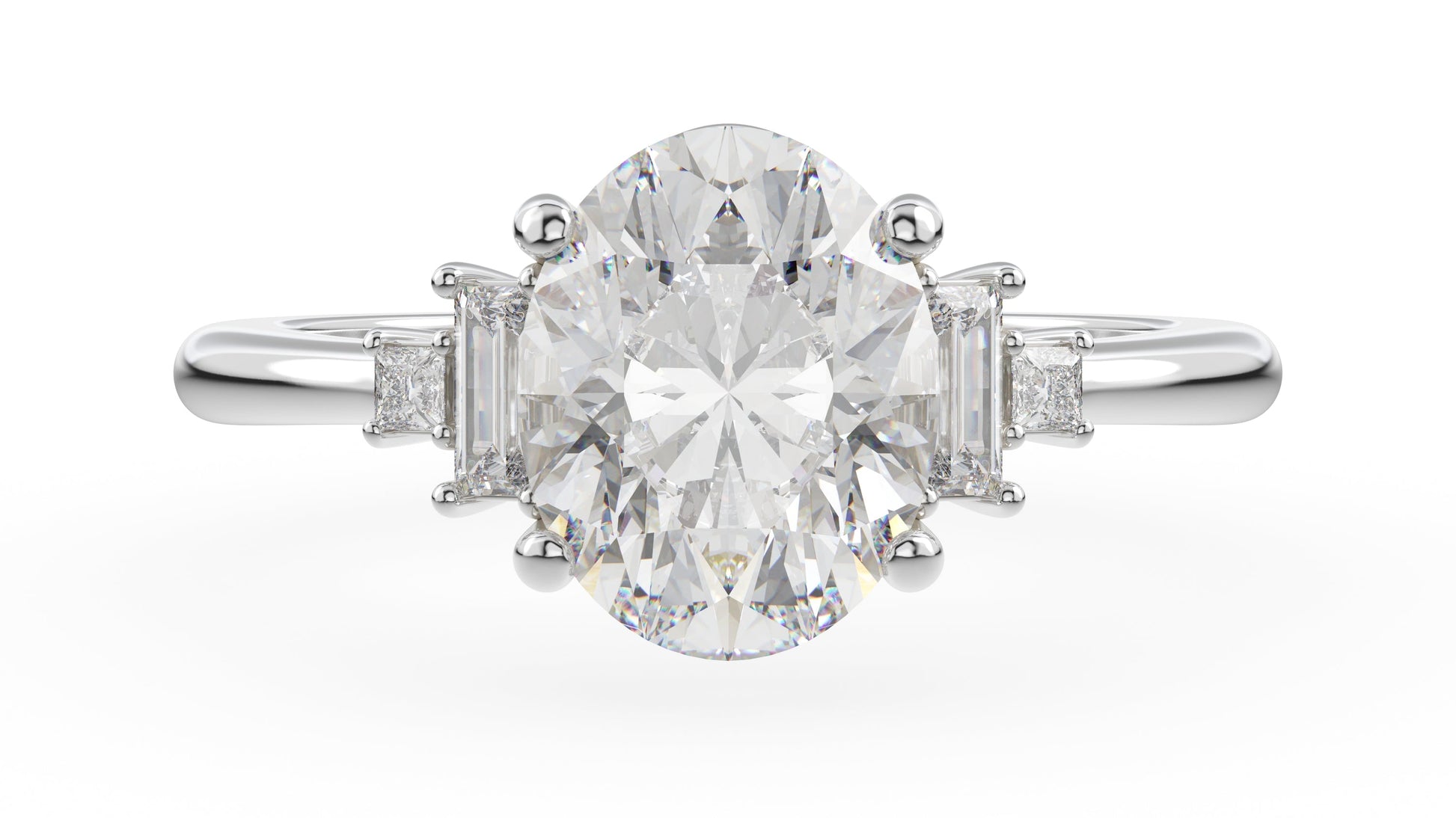 Marquise Shaped Three Stone Lab Grown Diamond Engagement Ring