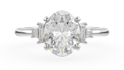 Marquise Shaped Three Stone Lab Grown Diamond Engagement Ring