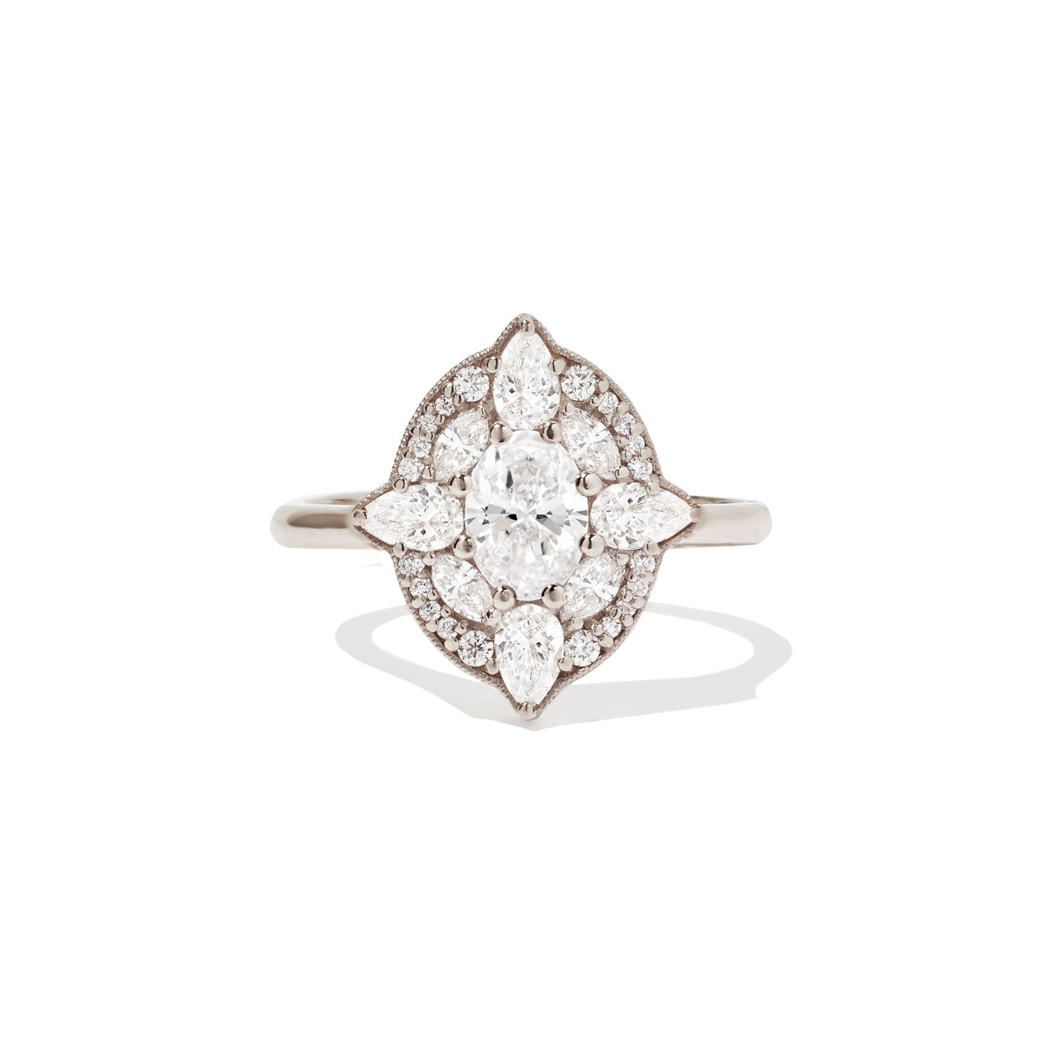 Marquise Shaped Three Stone Lab Grown Diamond Engagement Ring