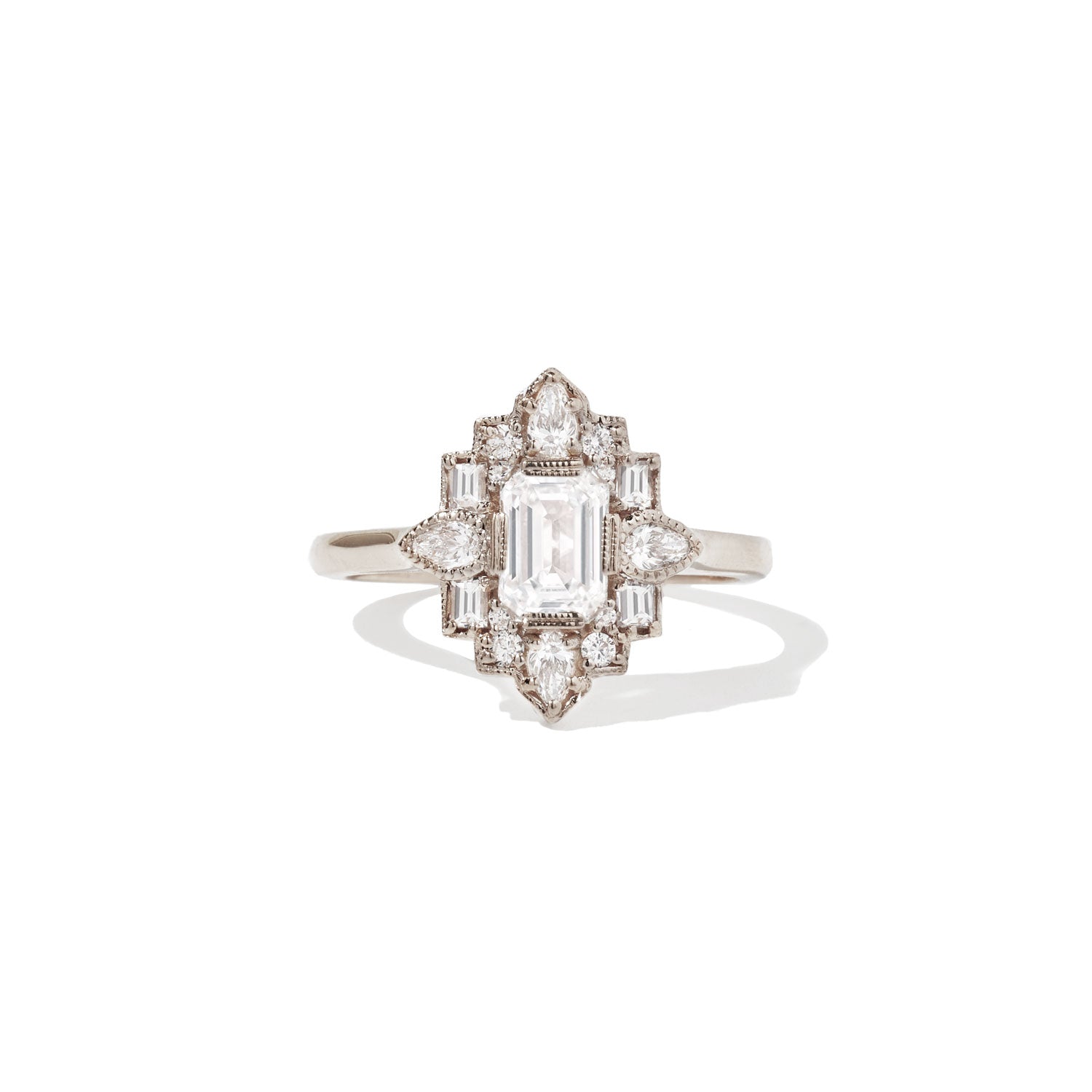 Marquise Shaped Three Stone Lab Grown Diamond Engagement Ring