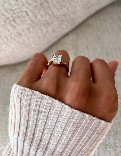 2.5 CT Elongated Cushion Cut Minimal Pave Stacking Lab Grown Diamond Bridal Ring Set