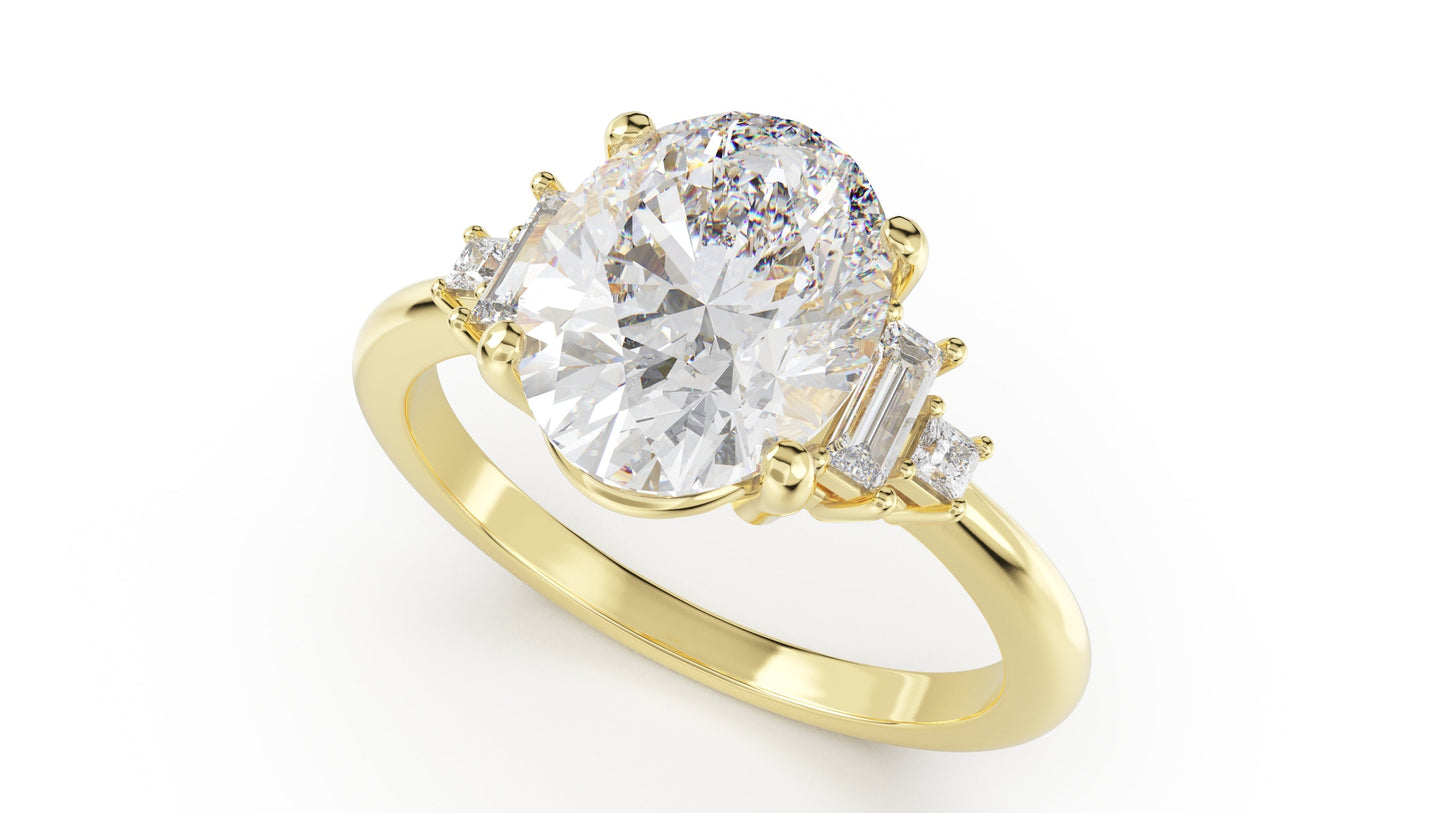 Marquise Shaped Three Stone Lab Grown Diamond Engagement Ring
