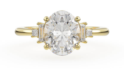 Marquise Shaped Three Stone Lab Grown Diamond Engagement Ring