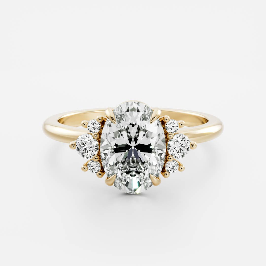 Marquise Cut Cluster Styled Lab Grown Diamond Engagement Ring