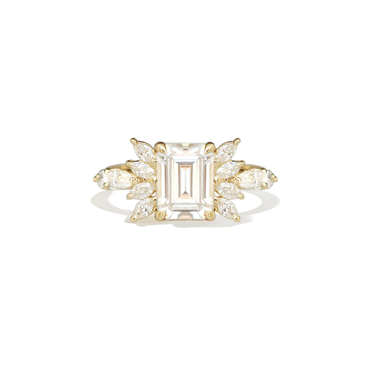 Marquise Shaped Three Stone Lab Grown Diamond Engagement Ring