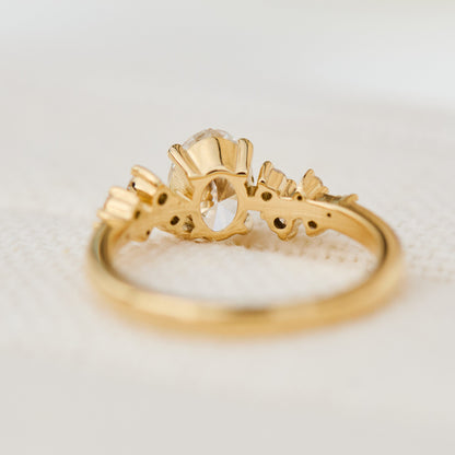 Marquise Shaped Three Stone Lab Grown Diamond Engagement Ring