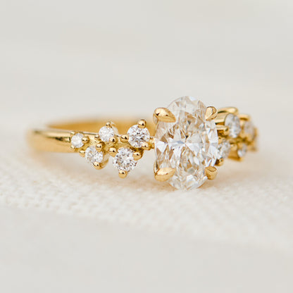 Marquise Shaped Three Stone Lab Grown Diamond Engagement Ring