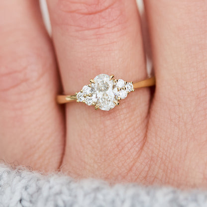 Marquise Shaped Three Stone Lab Grown Diamond Engagement Ring