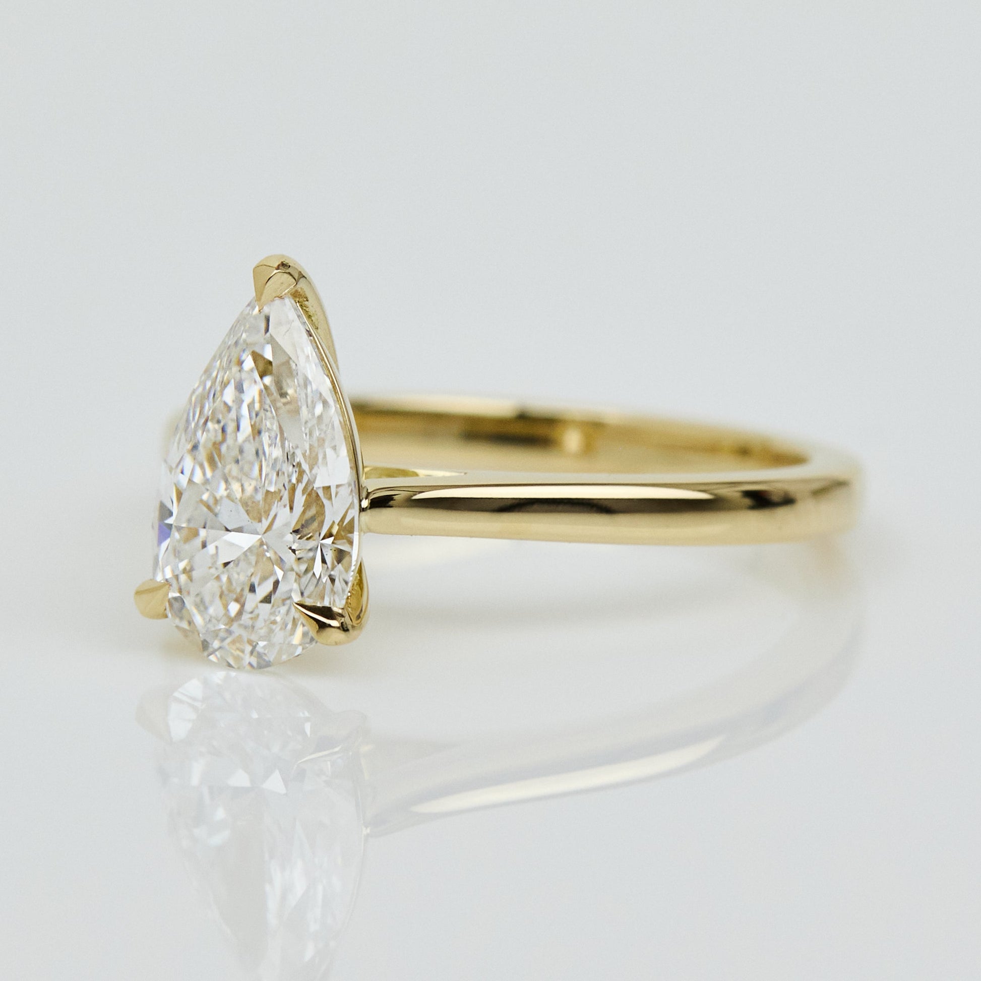 Marquise Shaped Three Stone Lab Grown Diamond Engagement Ring