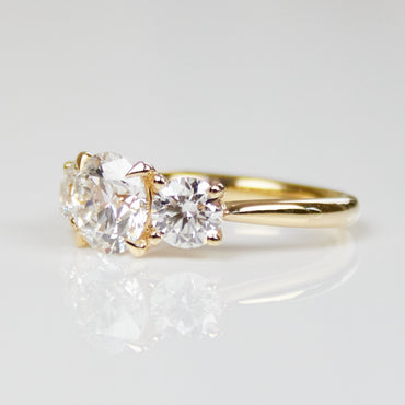 Marquise Shaped Three Stone Lab Grown Diamond Engagement Ring