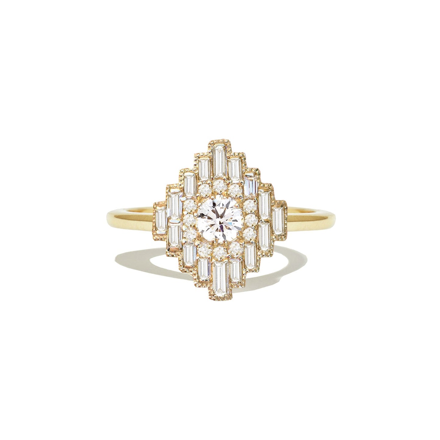 Marquise Shaped Three Stone Lab Grown Diamond Engagement Ring