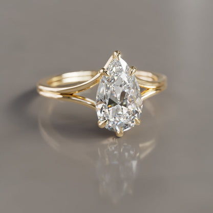 Marquise Shaped Three Stone Lab Grown Diamond Engagement Ring