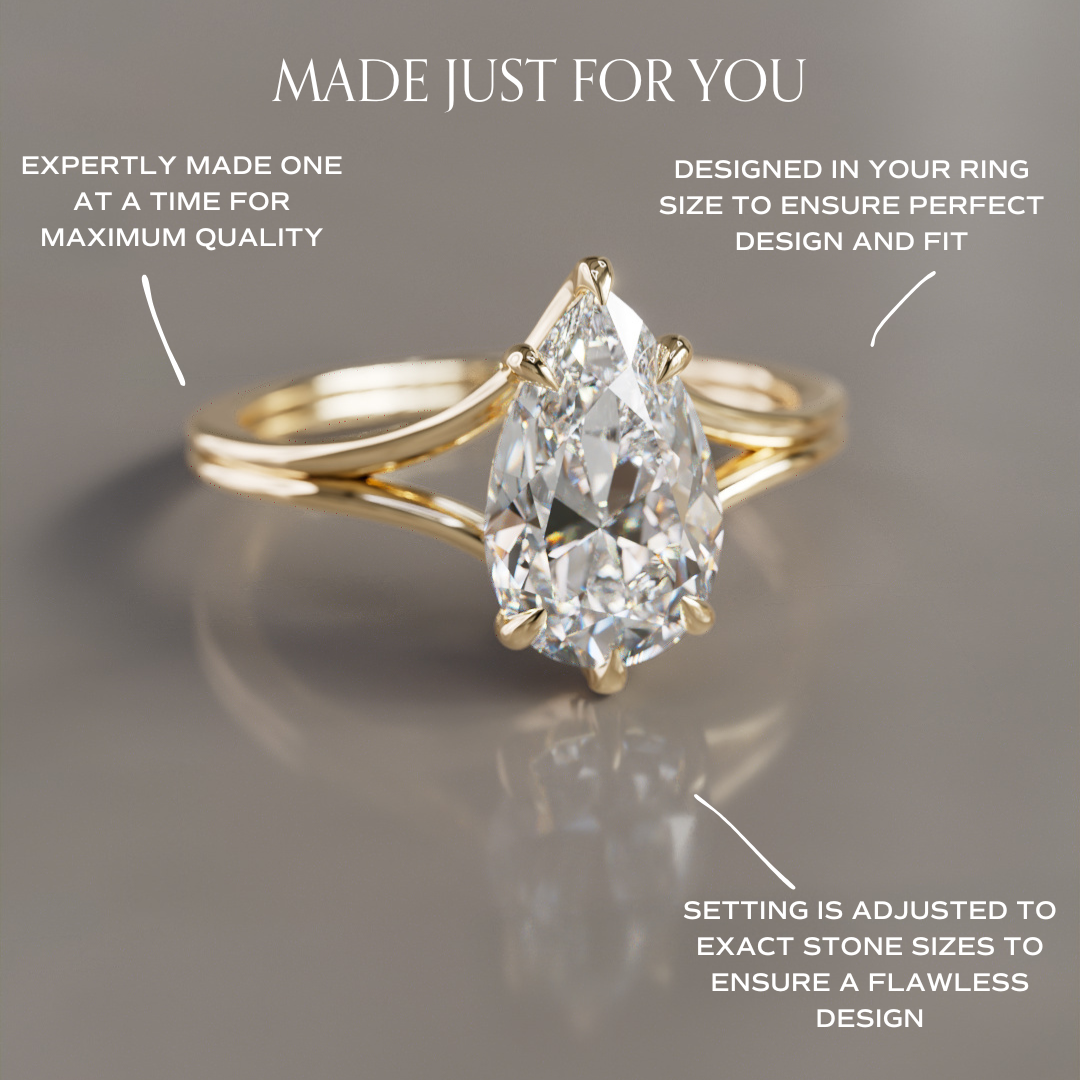 Marquise Shaped Three Stone Lab Grown Diamond Engagement Ring