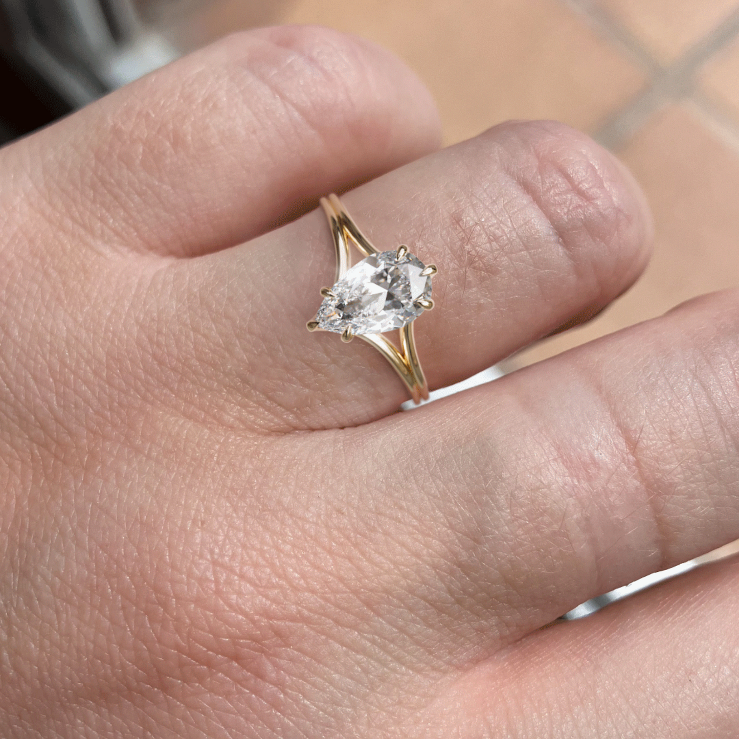 Marquise Shaped Three Stone Lab Grown Diamond Engagement Ring