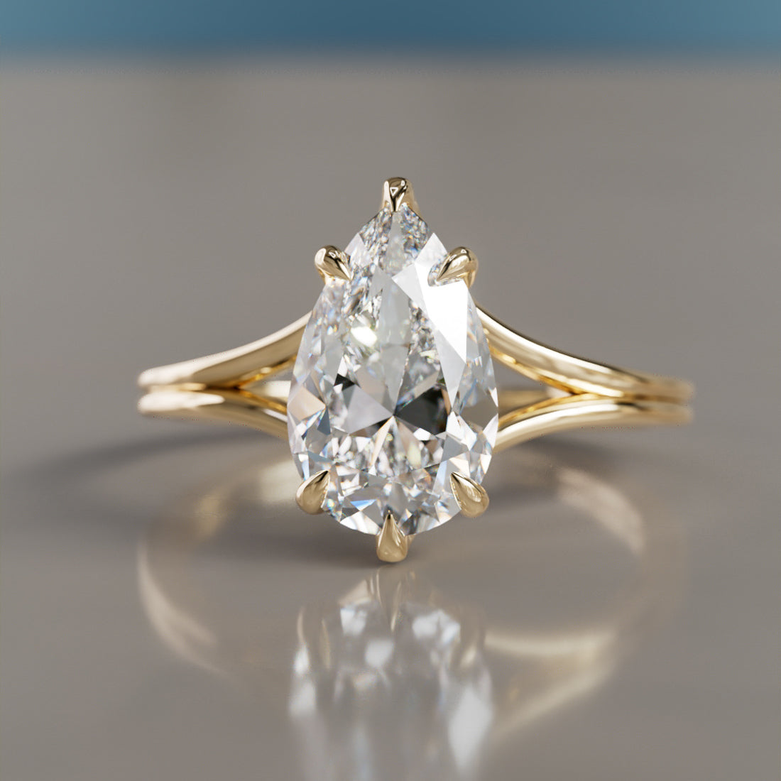 Marquise Shaped Three Stone Lab Grown Diamond Engagement Ring