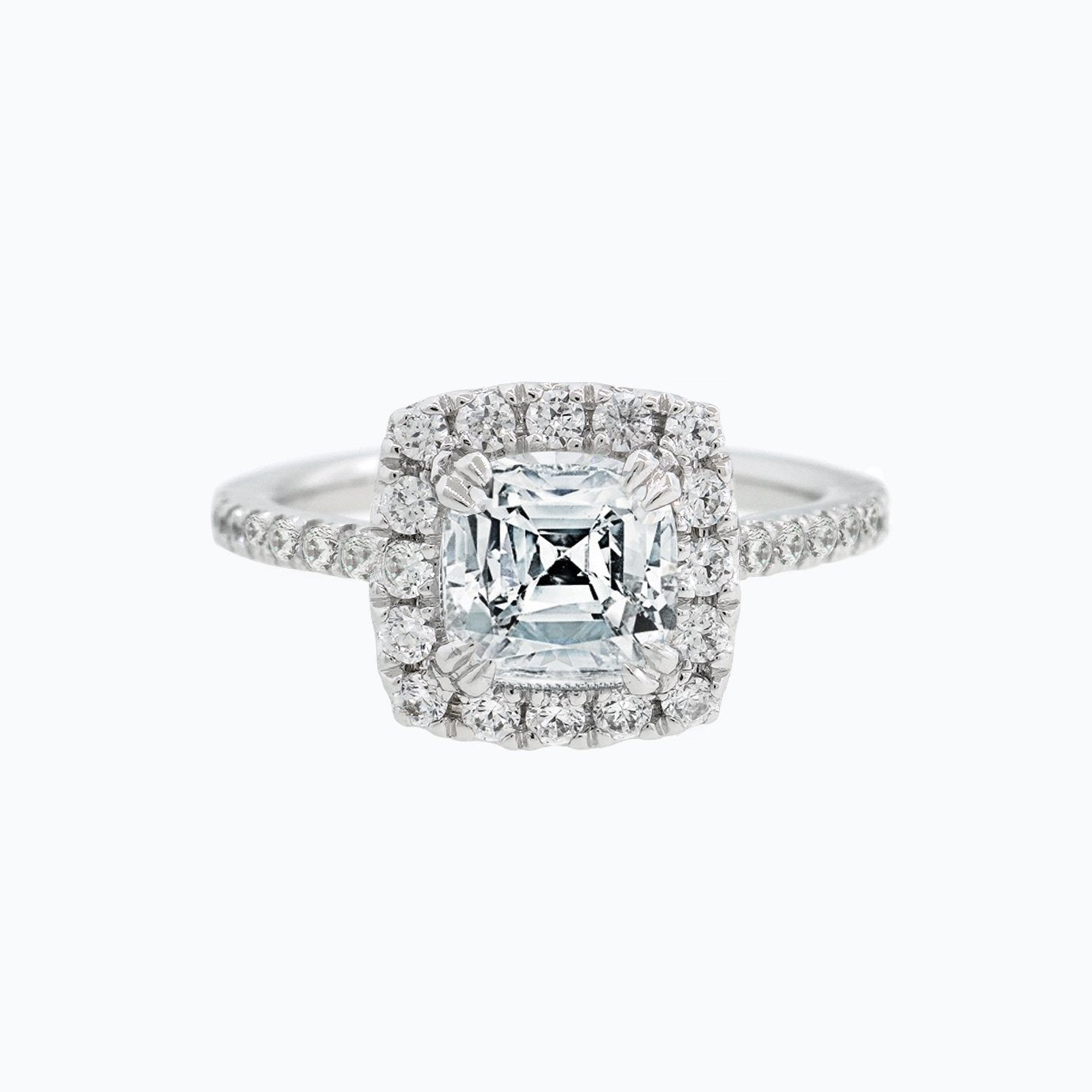 1.50 CT Cushion Shaped Moissanite Halo Engagement Ring 1