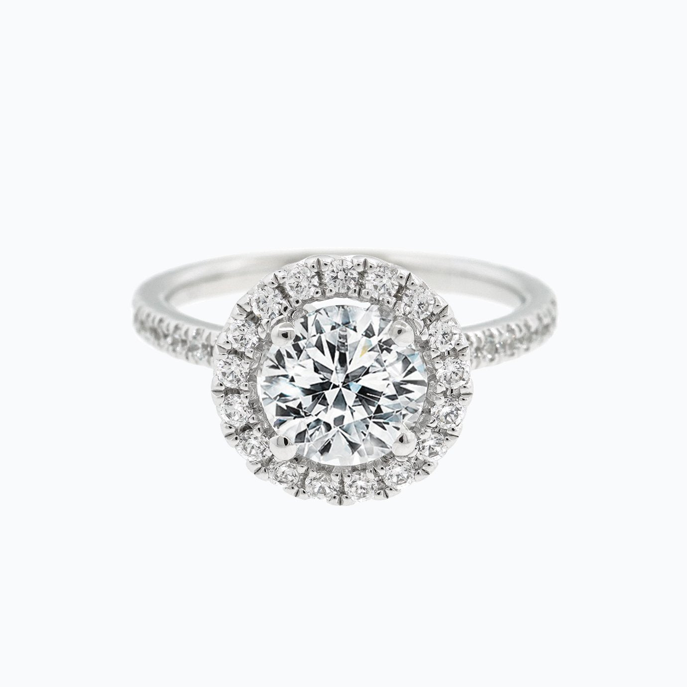 1.0 CT Round Halo CVD F/VS2 Diamond Engagement Ring 1