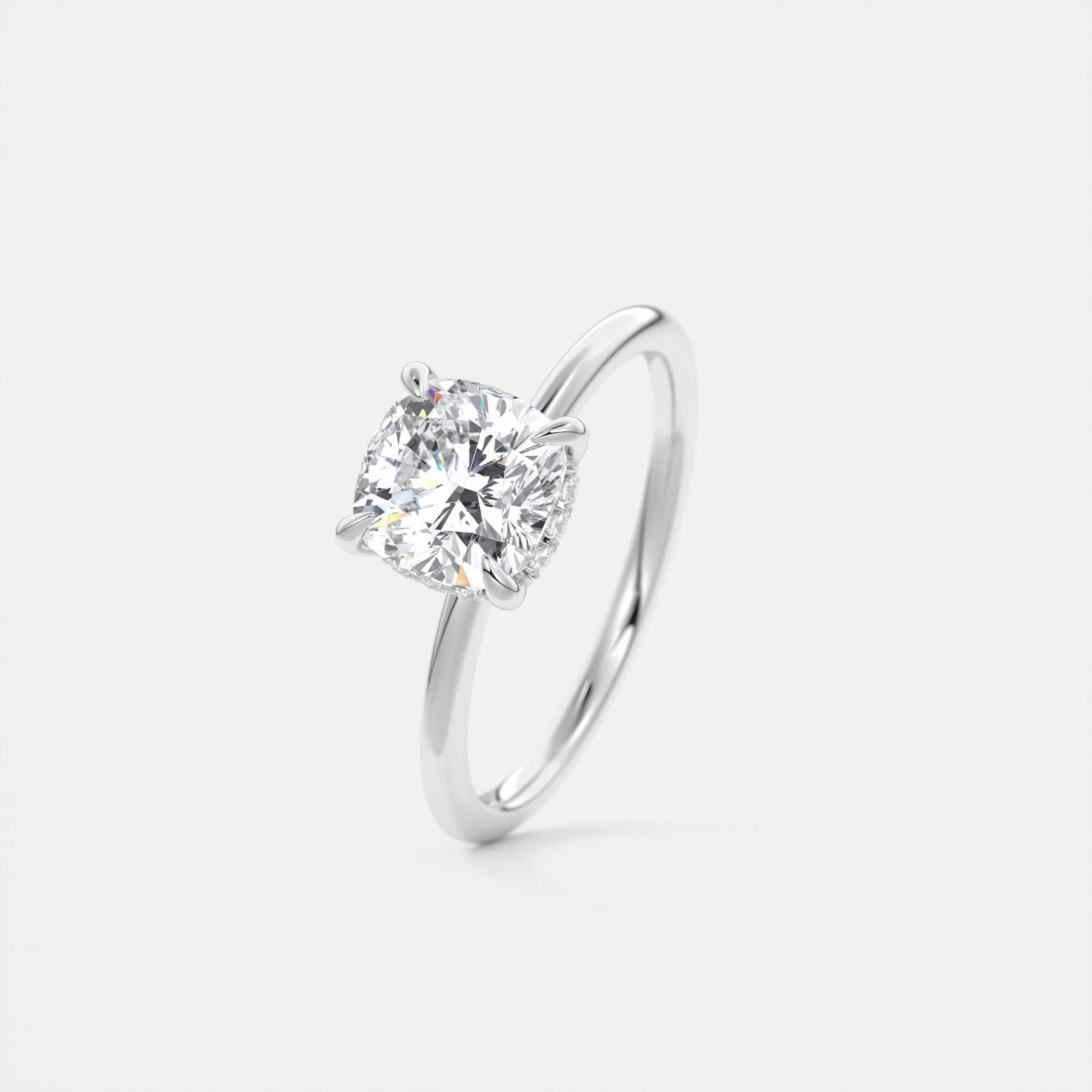 2 CT Cushion Hidden Halo CVD F/VS1 Diamond Engagement Ring 4