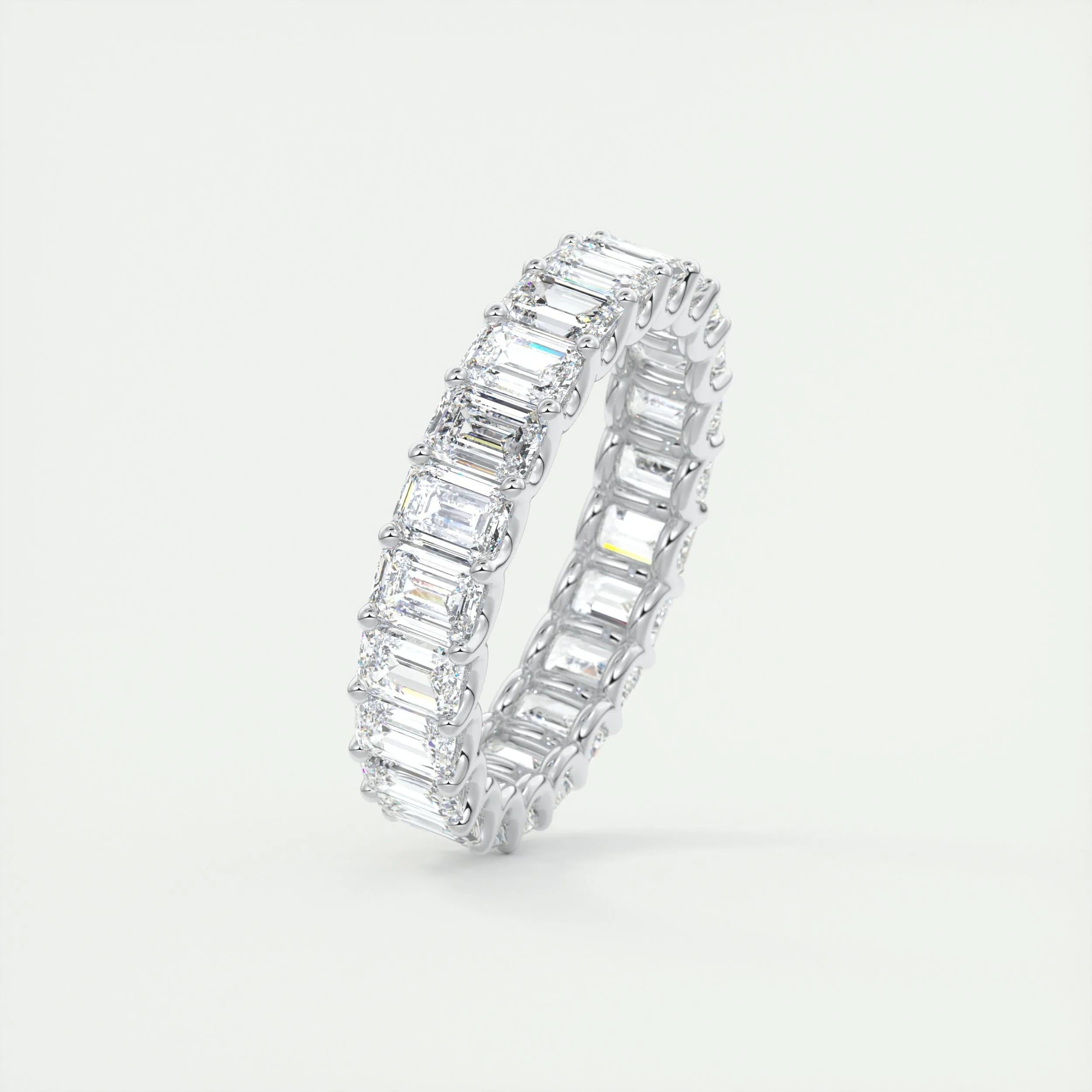 4.60 Emerald Cut Full Eternity Moissanite Bridal Wedding Band 4