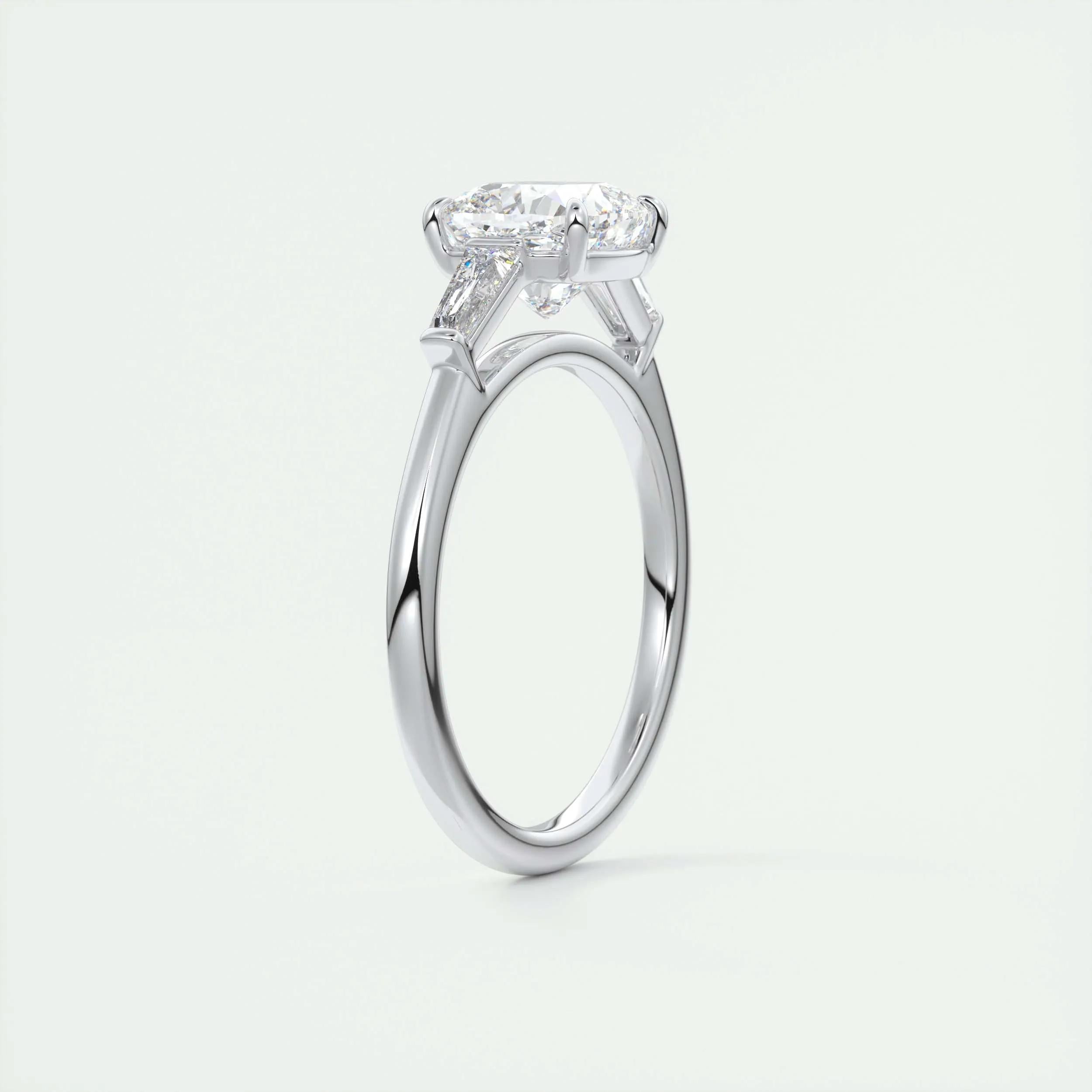 2.15 CT Cushion Cut Three Stone Moissanite Engagement Ring 6