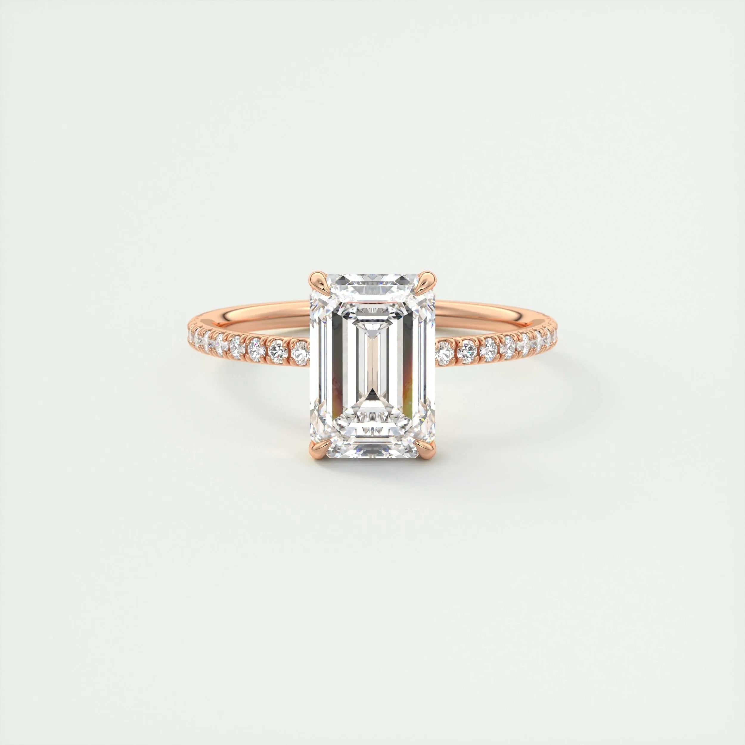 1.91 CT Emerald Cut Solitaire Pave Moissanite Engagement Ring 15