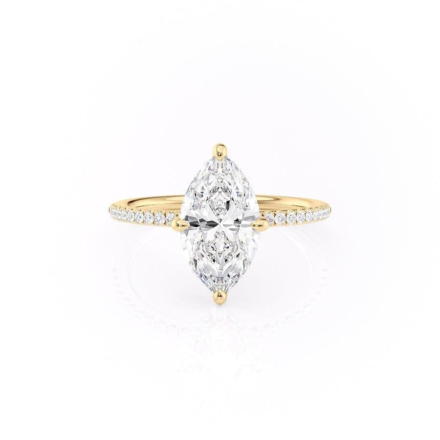 1.58 CT Marquise Cut Hidden Halo Pave Setting Moissanite Engagement Ring 11