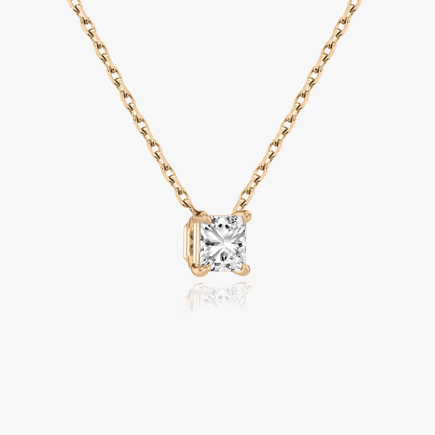 0.25 CT-1.0 CT Princess Solitaire CVD F/VS Diamond Necklace 7