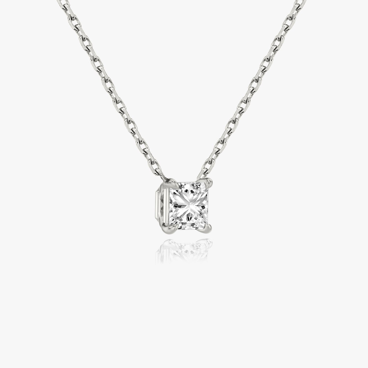 0.25 CT-1.0 CT Princess Solitaire CVD F/VS Diamond Necklace 2