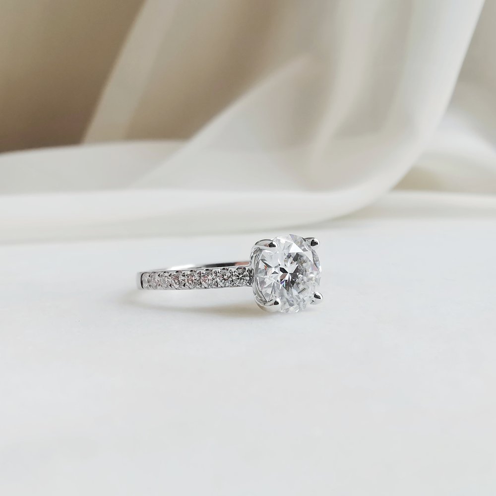 1.50 CT Round Shaped Moissanite Pave Setting Engagement Ring 3