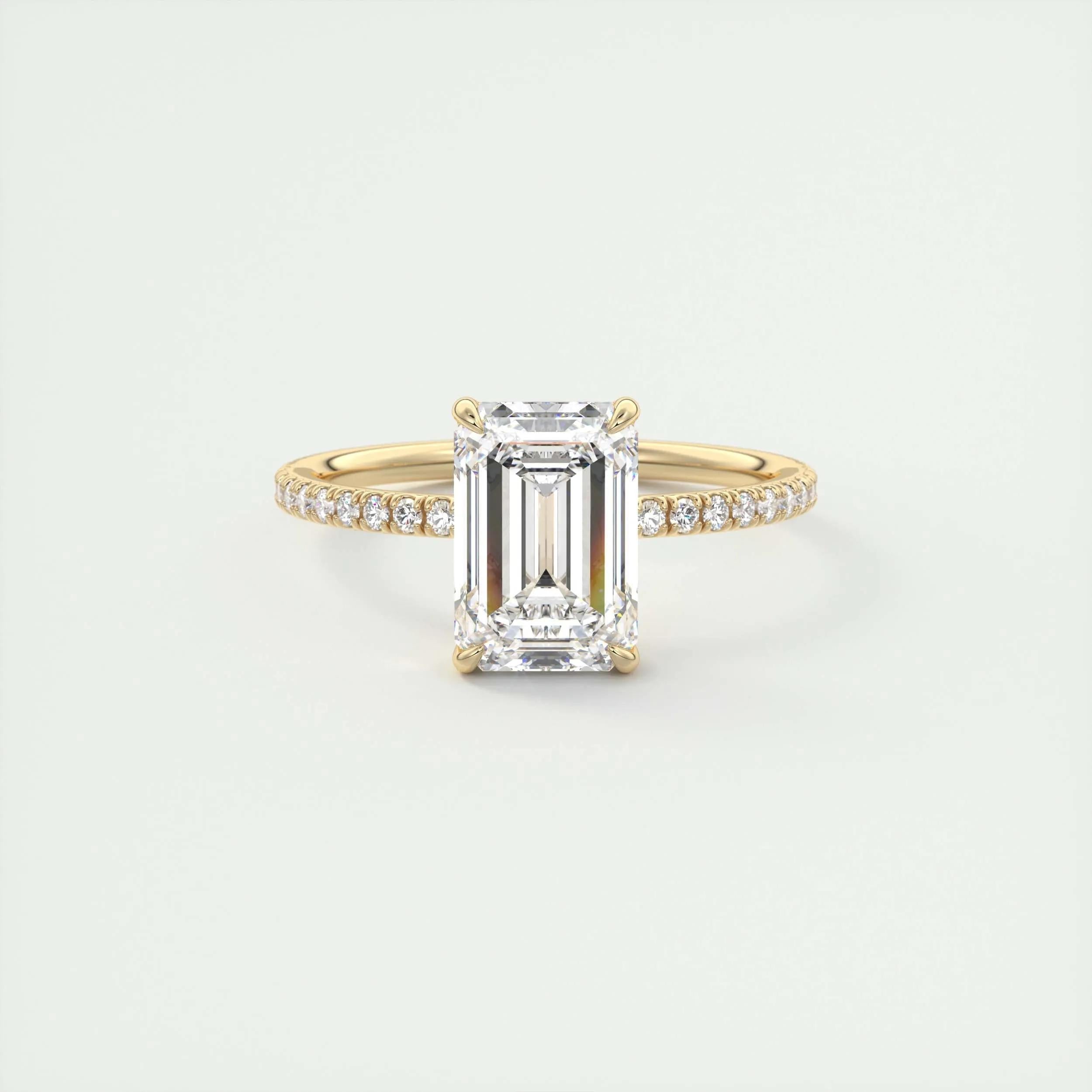 1.91 CT Emerald Cut Solitaire Pave Moissanite Engagement Ring 8