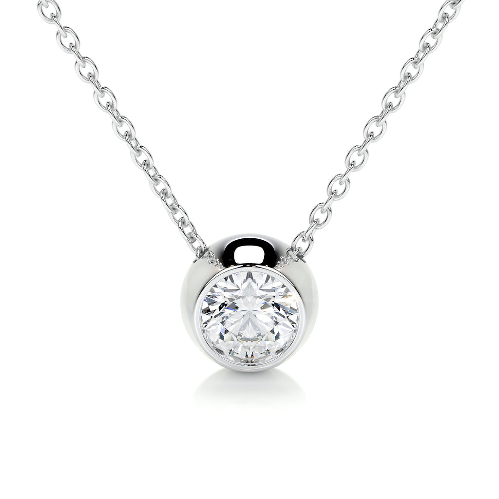 1.0 CT Round Bezel Solitaire CVD F/VS Diamond Necklace 2