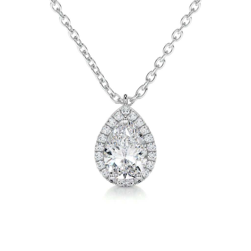 1.50 CT Pear Halo CVD F/VS Diamond Necklace 1