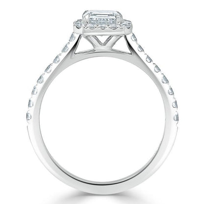 1.0 CT Asscher Cut Halo Pave Moissanite Engagement Ring 4