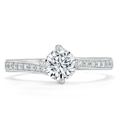 0.75 CT Round Cut Solitaire Bypass Pave Moissanite Engagement Ring 1