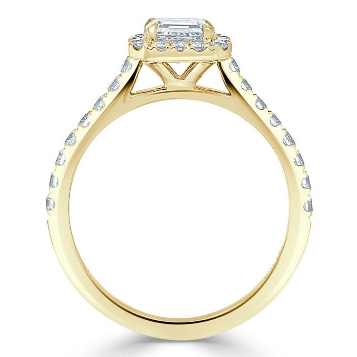 1.0 CT Asscher Cut Halo Pave Moissanite Engagement Ring 6