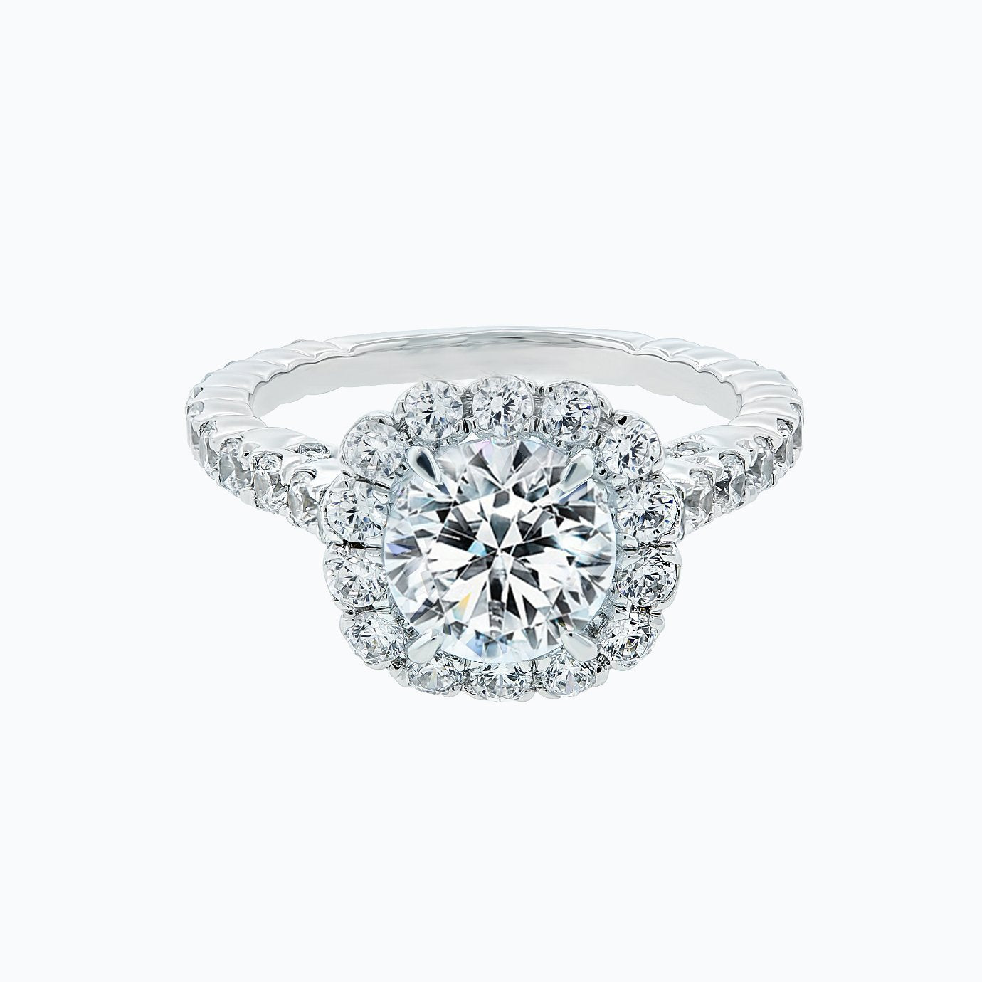 2.0 CT Round Halo CVD F/VS2 Diamond Engagement Ring 1