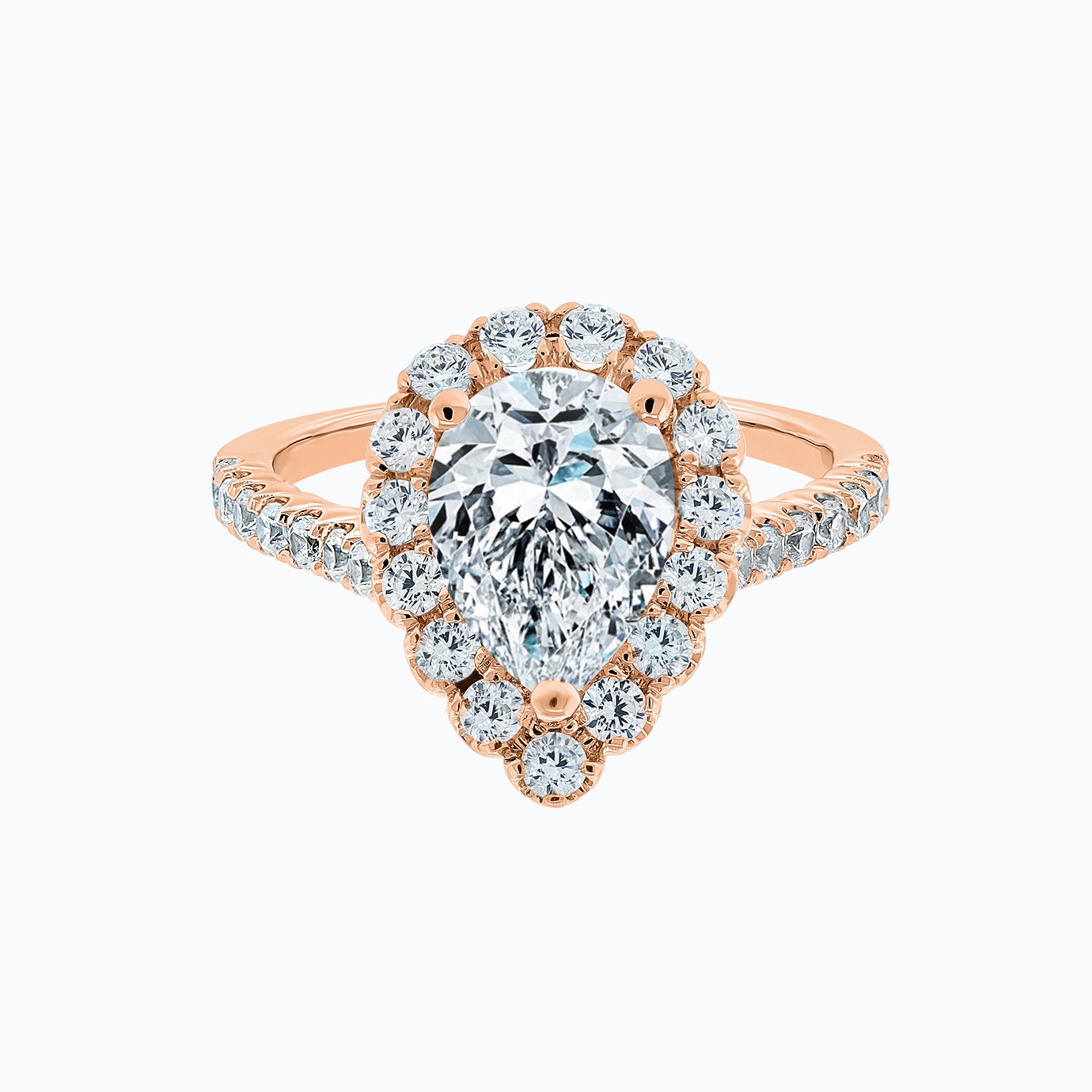 2.0 CT Pear Halo CVD F/VS2 Diamond Engagement Ring 4