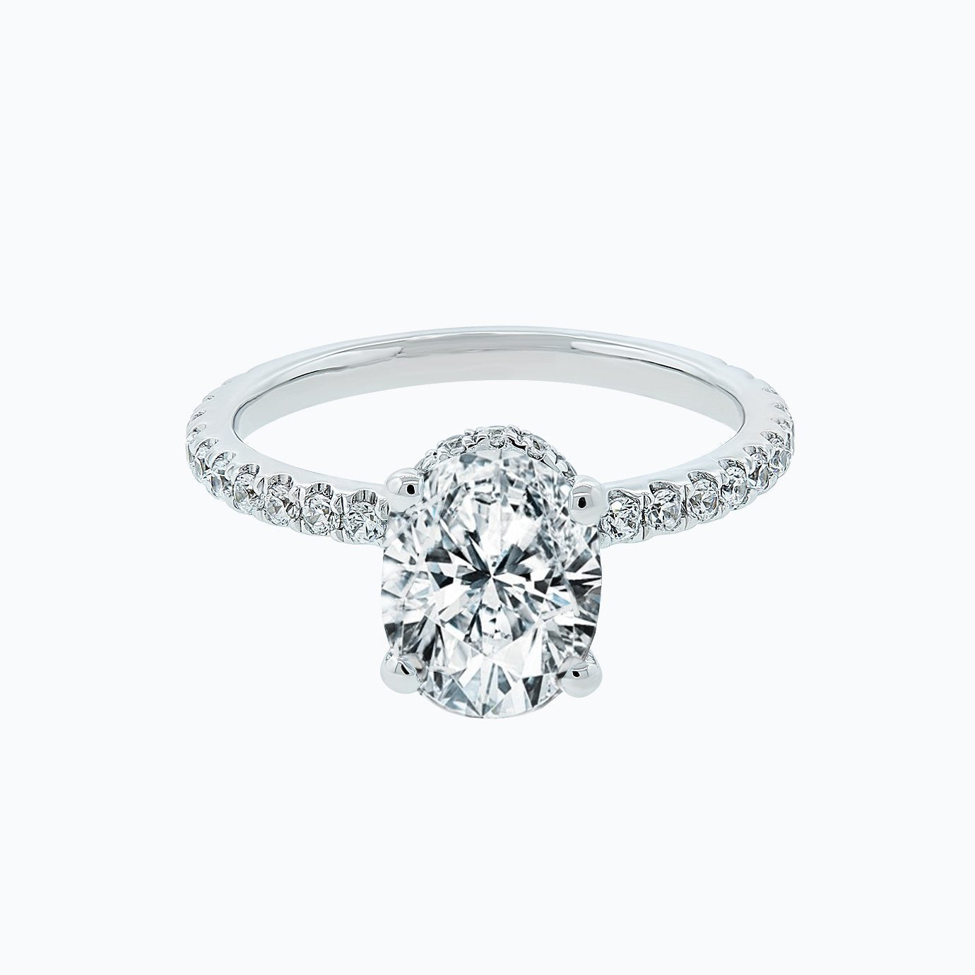 2.50 CT Oval Hidden Halo CVD F/VS2 Diamond Engagement Ring 1