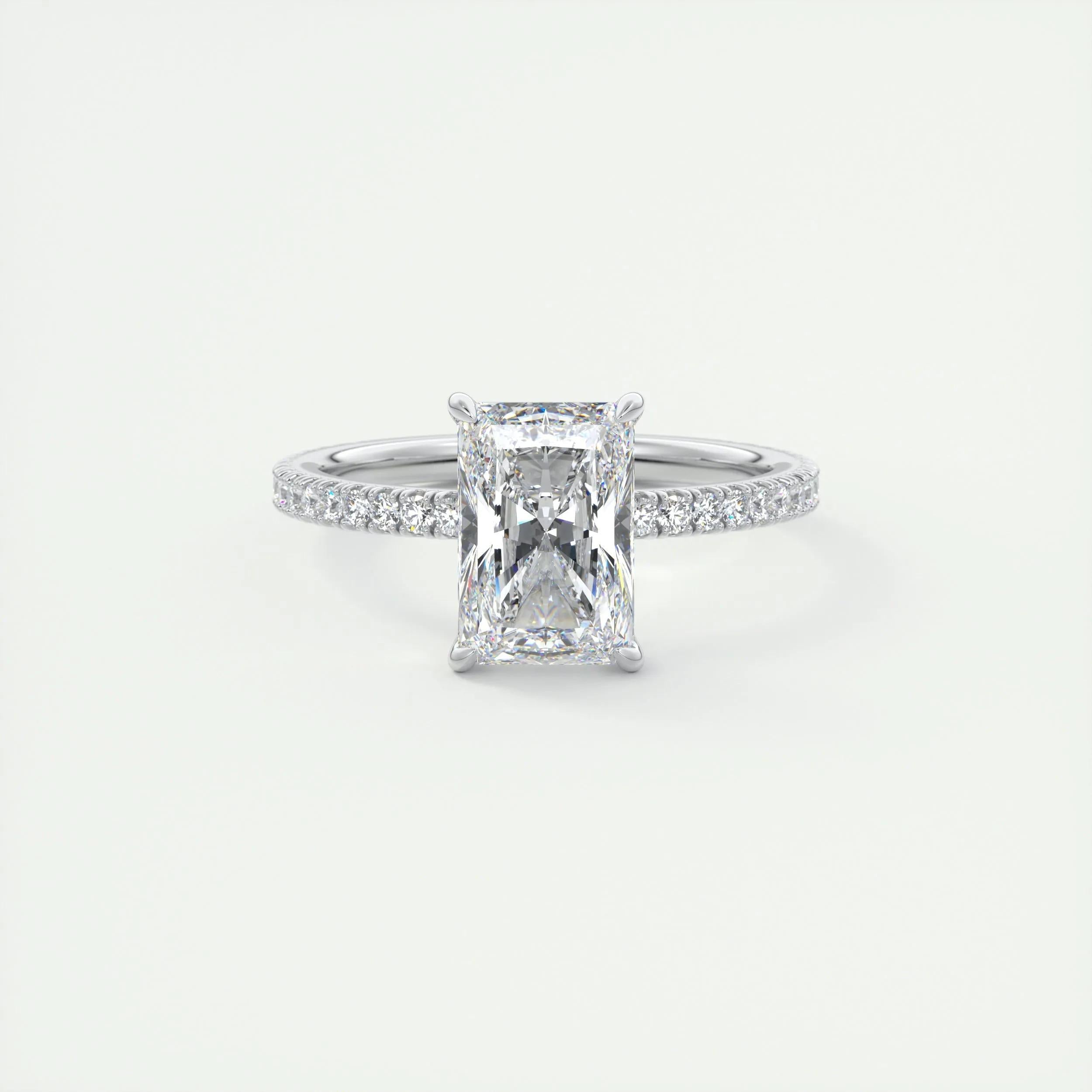 2.10 CT Radiant Solitaire Pave Moissanite Engagement Ring 1