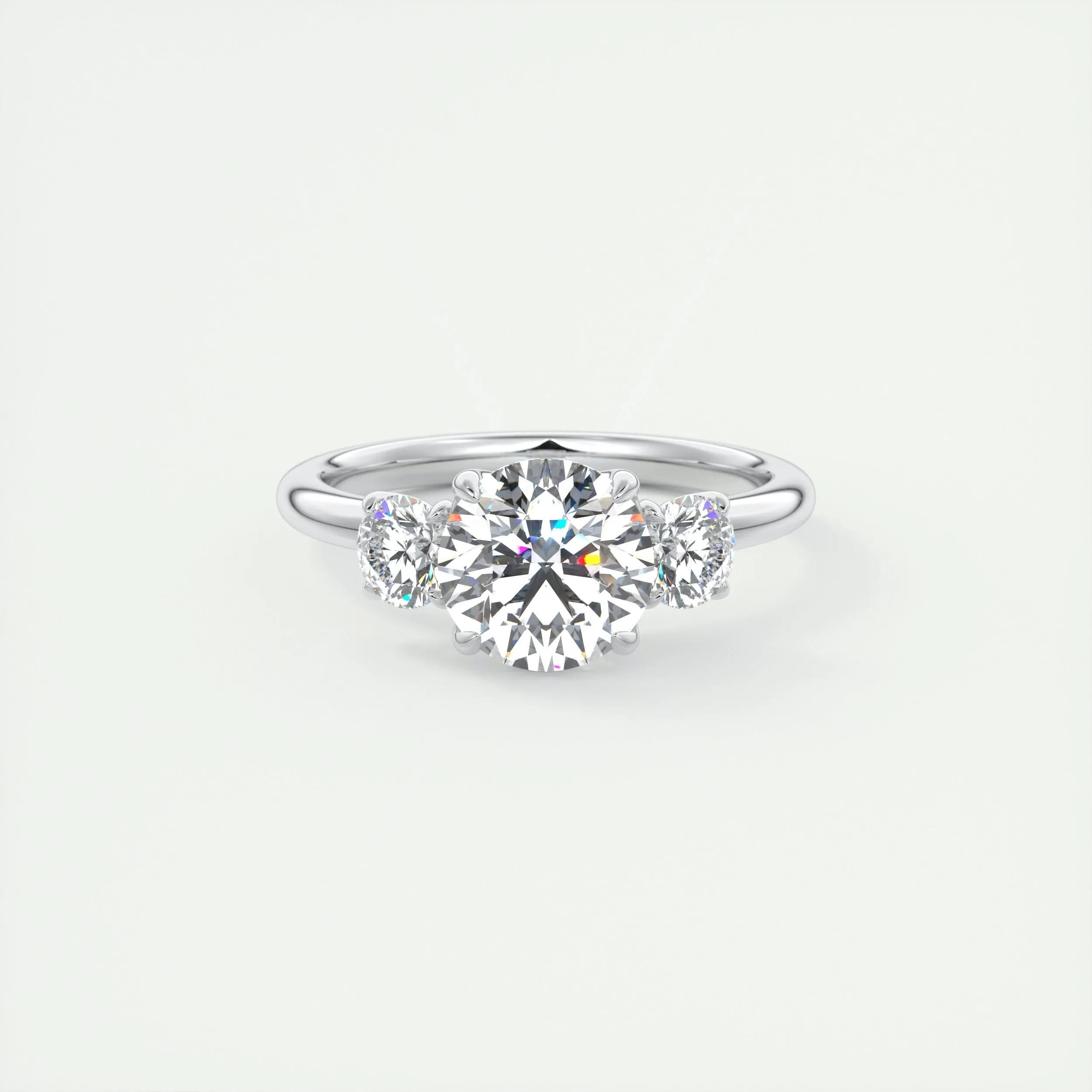 1.5 CT Round 3 Stones CVD F/VS1 Diamond Engagement Ring 1