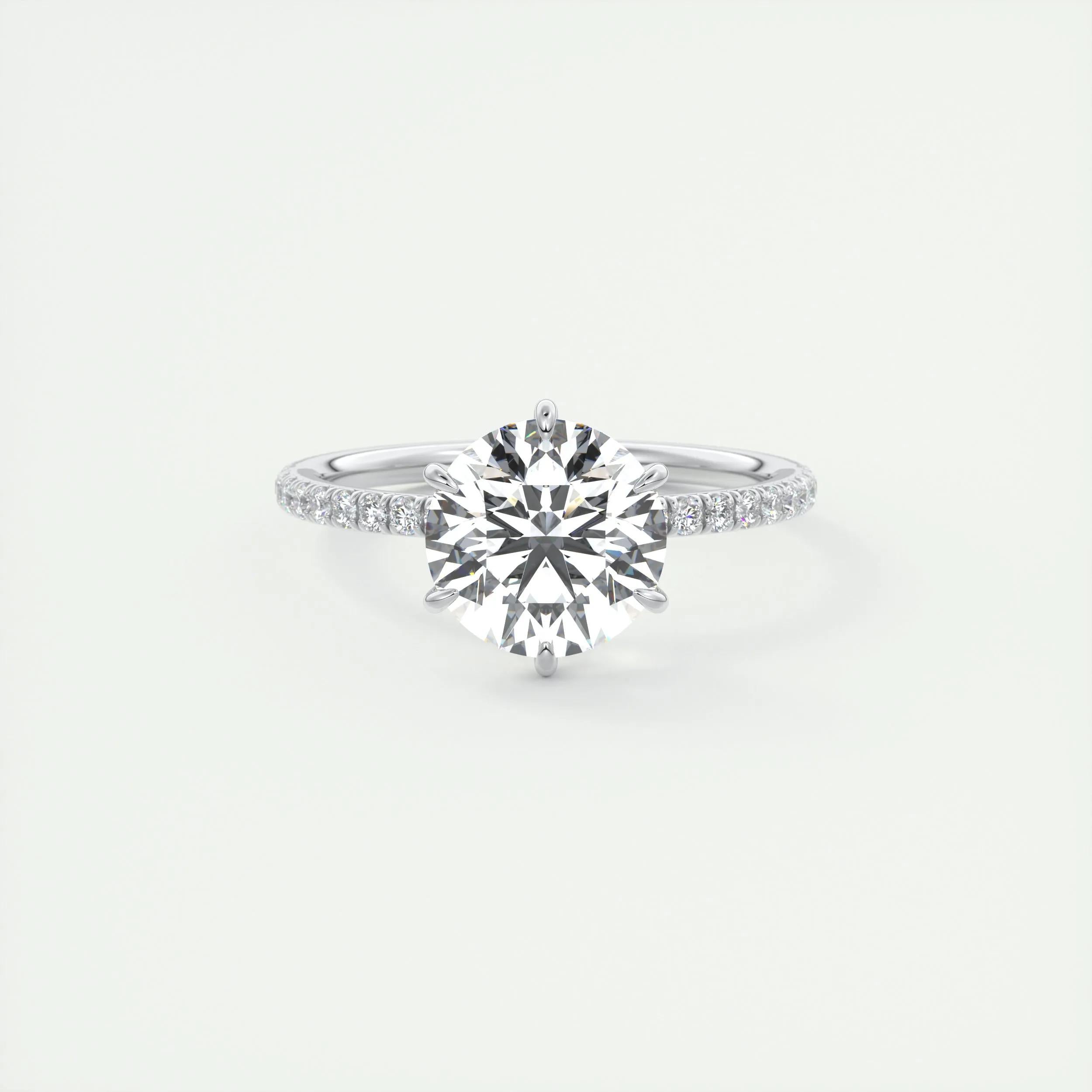 2.0 CT Round Cut Solitaire Pave Moissanite Engagement Ring 1