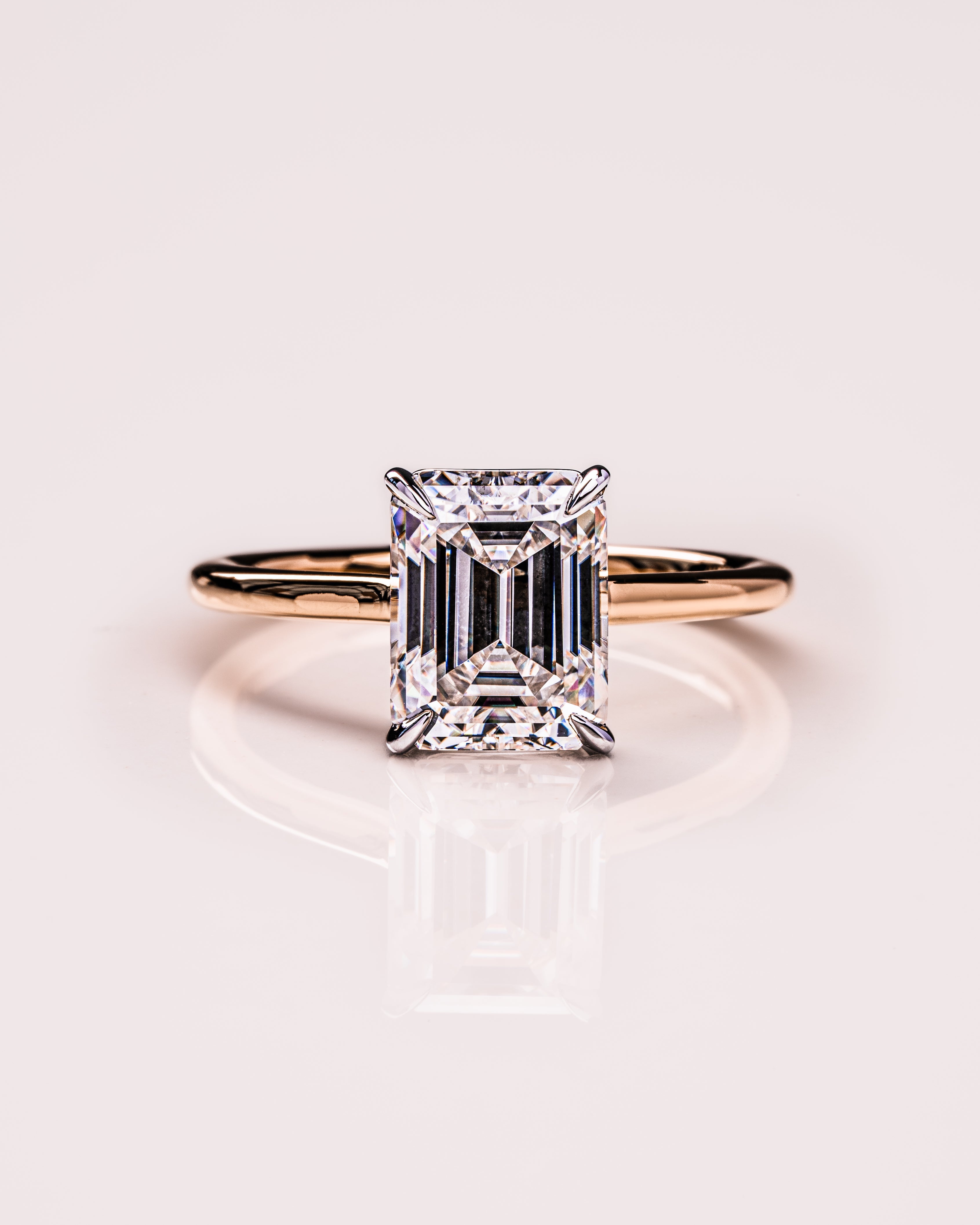 2.3 CT Emerald Cut Solitaire Moissanite Engagement Ring 5