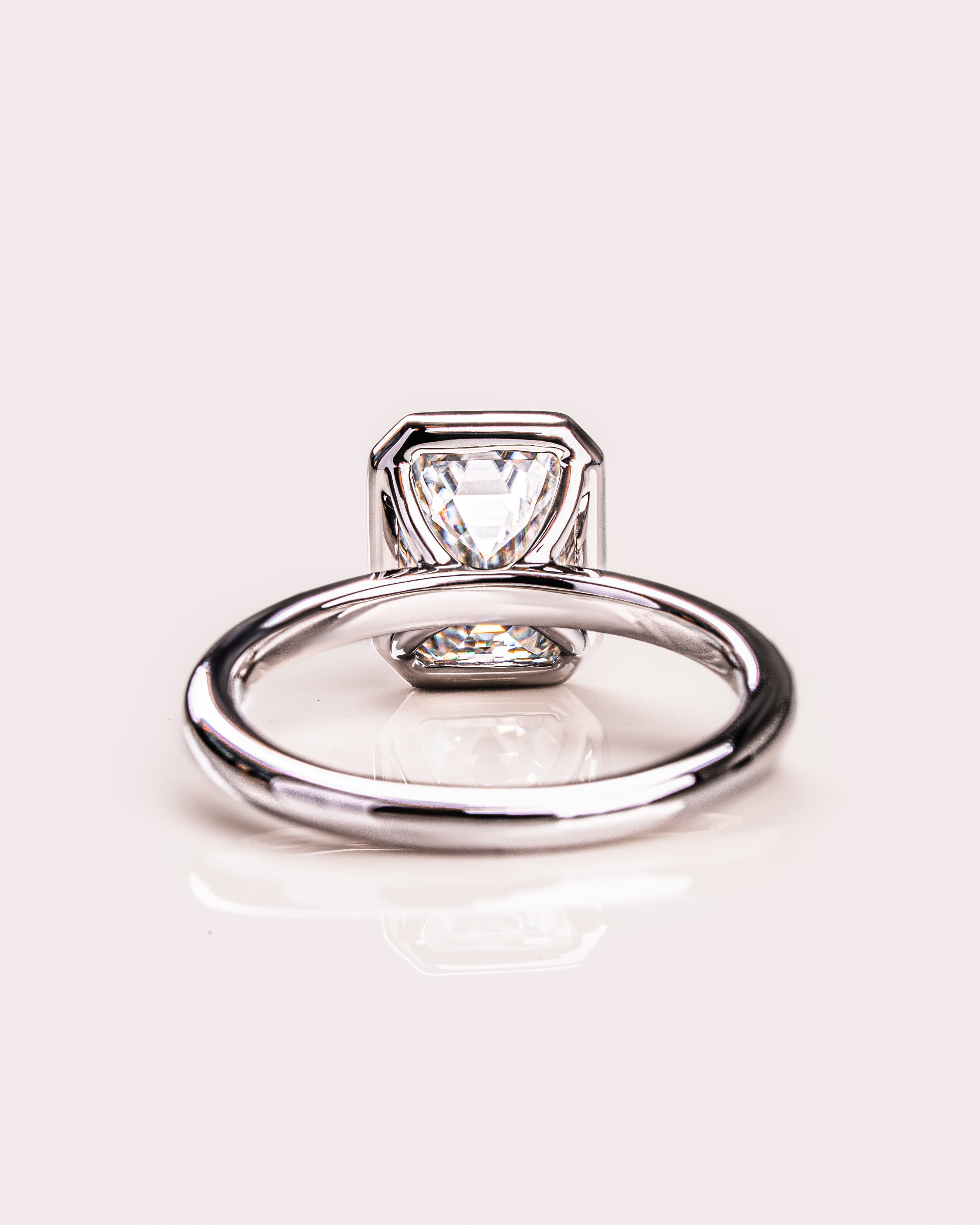 2.30 CT Emerald Cut Solitaire Bezel Setting Moissanite Engagement Ring 10